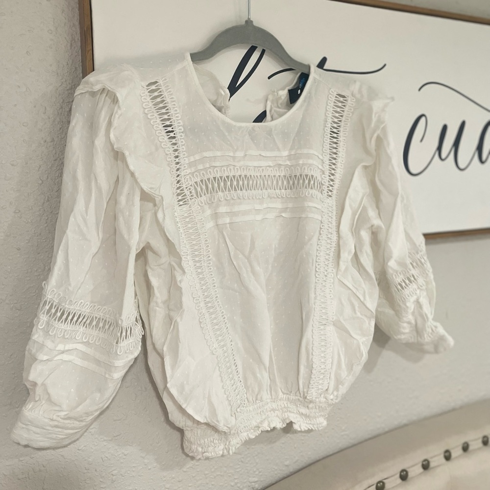 Alice Blue White Lace Blouse